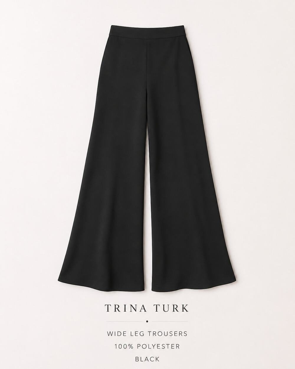 Trina Turk Size 4 Wide Leg Trousers Black High Rise Career Pants